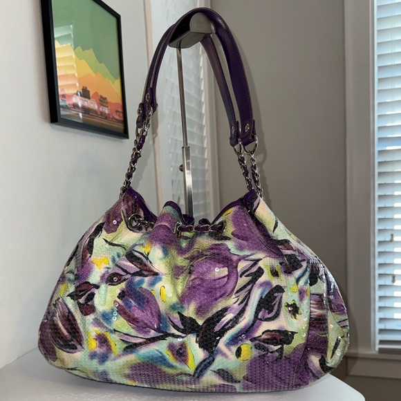 Sharif Floral Purple Designer Women's Bag - Picture 3 of 8